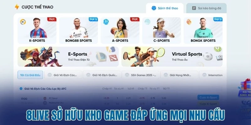 8Live sở hữu kho game đáp ứng mọi nhu cầu